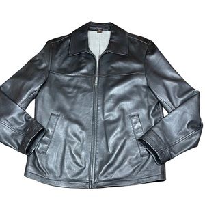 Tasso Elba Made Exclusively for Macys Mens Zip Up Leather Jacket Sz S